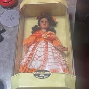 Porcelain Doll - Orange and White Dress